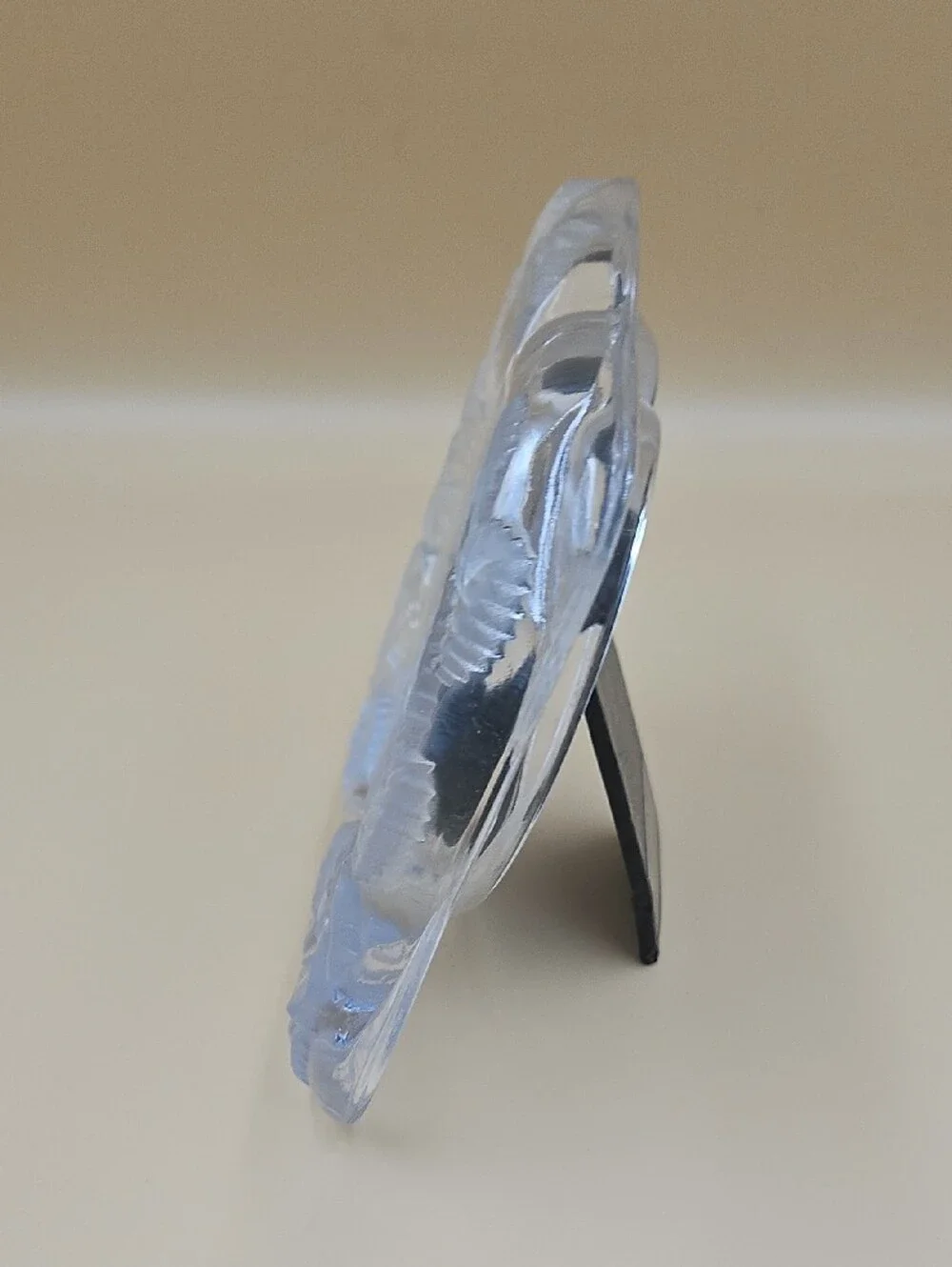 Clear Glass Heart Photo Frame with Floral Relief